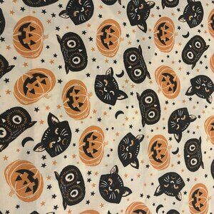 Cool PUMPKINS, BLACK CATS & OWLS Handmade Cotton Pillowcase Fits Standard/Queen